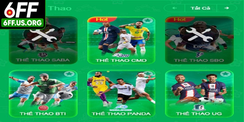 Cá cược thể thao là một trong những sảnh hấp dẫn, thu hút người chơi của 6FF