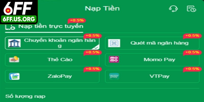 Những phương thức phổ biến khi nạp tiền nhà cái 6FF